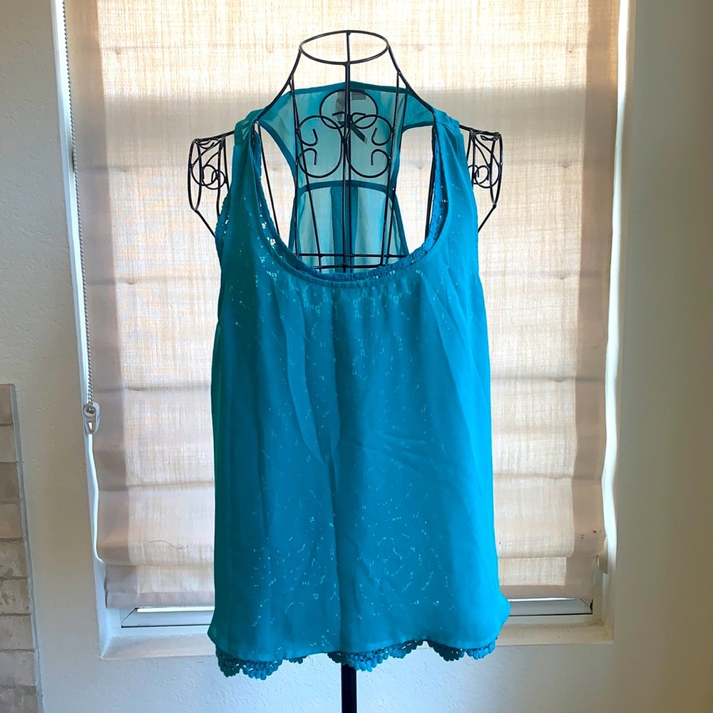 Sheer lacy racer back camisole top size L perfect condition